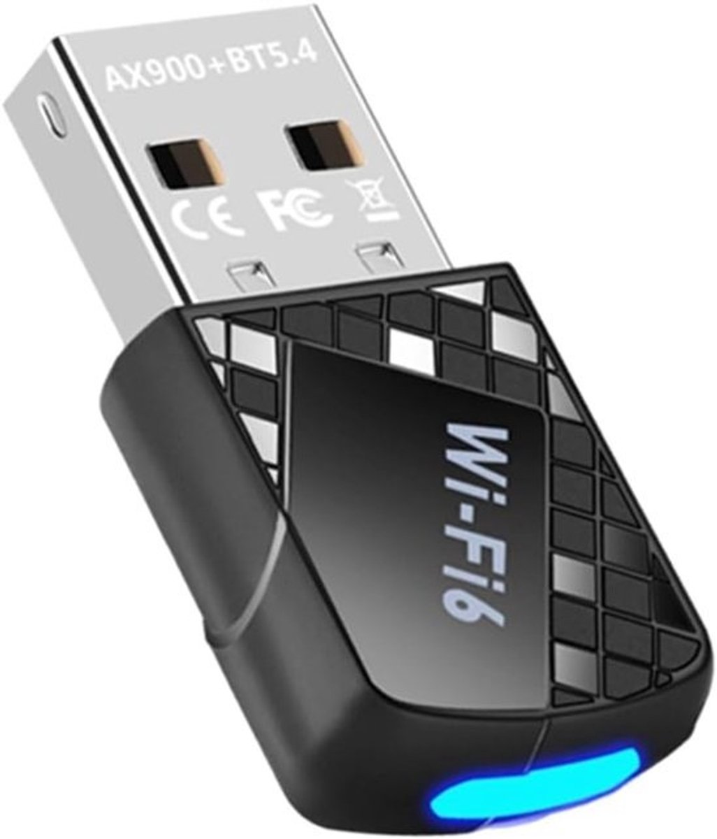 USB WiFi 6 Adapter met Bluetooth 5.4 - 900 Mbps Dual Band | Windows 10/11 Drivervrij