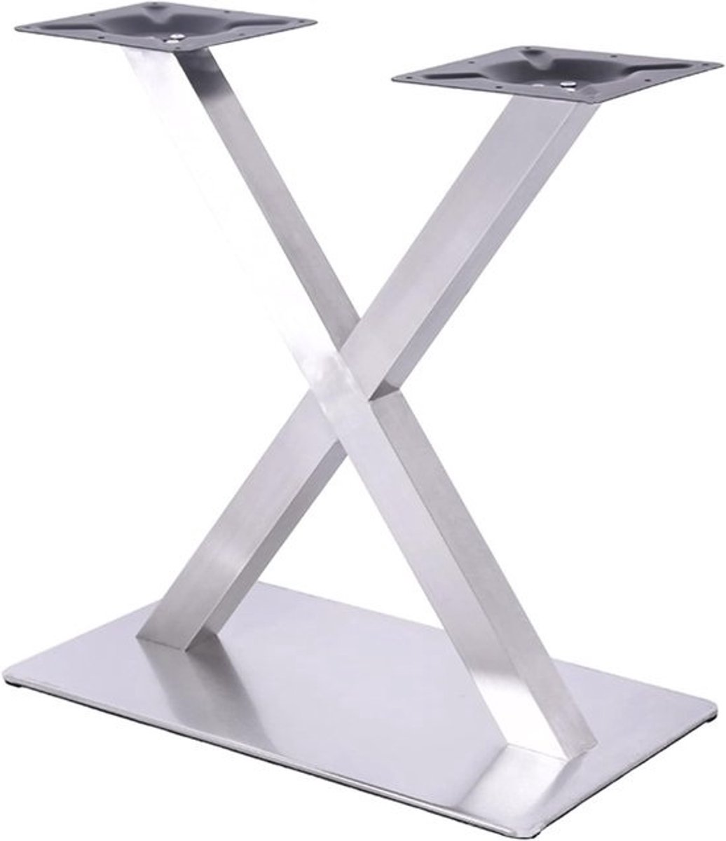 Tafelpoten Roestvrij Staal - X-vormige poten - Meubels Maken - Zware Stabiele Constructie - 72 cm Hoog - Geborsteld Staal