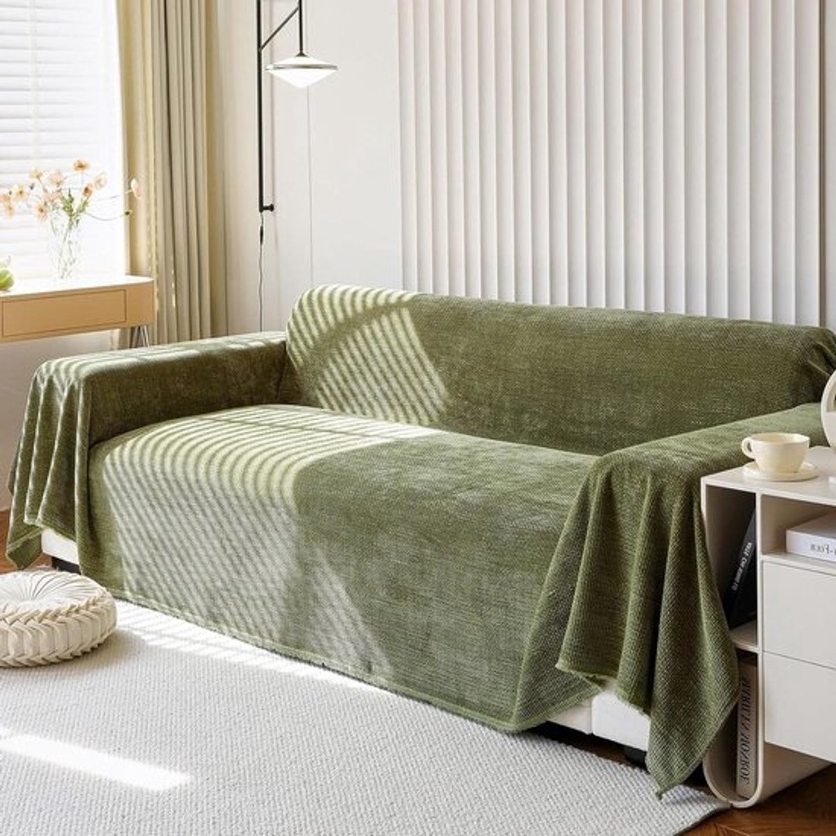 Chenille Plaid - Sierdeken Bank - Meubels Beschermen - Jacquard Weving - 180 x 150 cm - Donkergroen