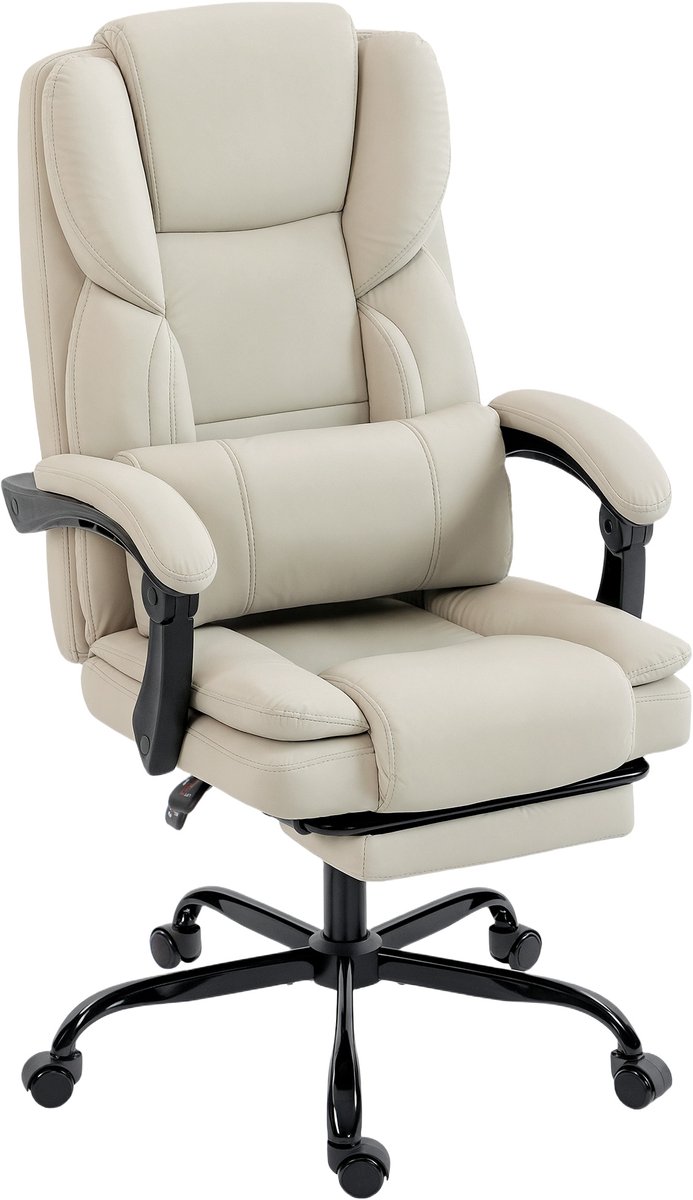 Homcom Office Chair-Kunstleer, Meerlaags Bord-67L x 65B x 111-119H cm-Beige