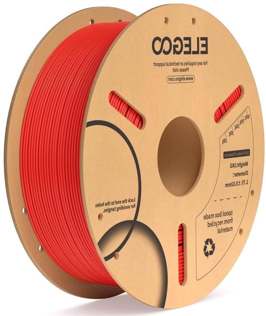 PLA Filament - 3D Printmateriaal - 3D Printen - Hoge Nauwkeurigheid - 1.75 mm - Rood