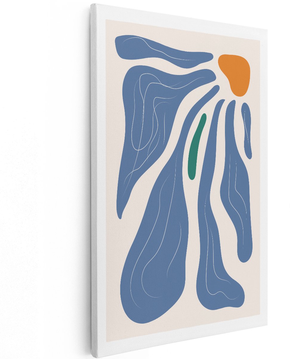 Artaza Canvas Schilderij Abstract - 120x180 cm - Groot - Wanddecoratie Boho - Muurdecoratie Modern - Decoratie Woonkamer - Blauw