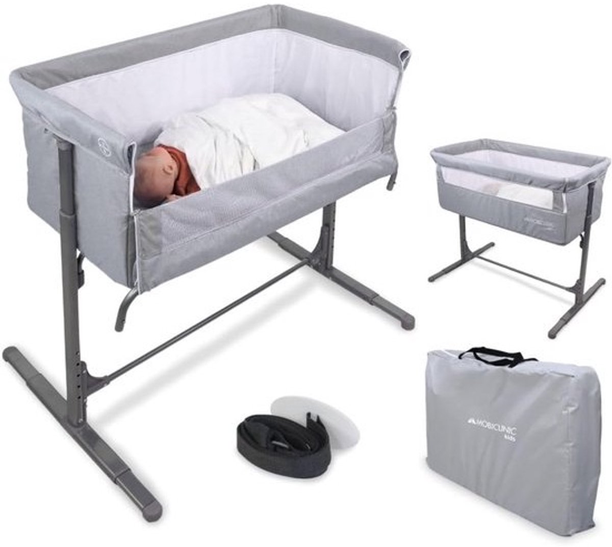 Co-sleeping babybed 2-in-1 box met verstelbare hoogte en hellingshoek