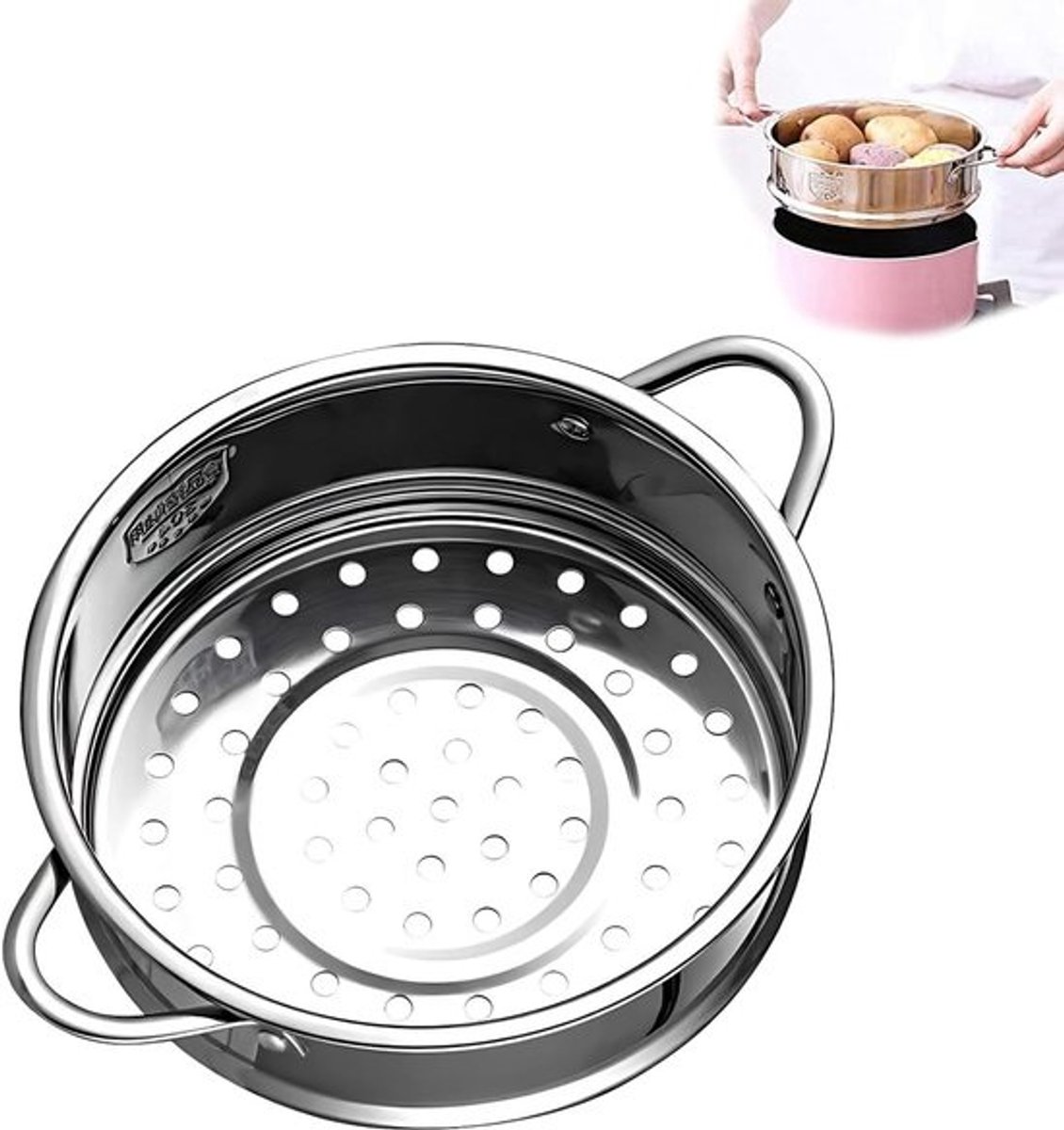Stoommand RVS - Stoominzet Groenten - Gezond Koken - Voedselveilig Materiaal - 33 x 26 cm - Zilver
