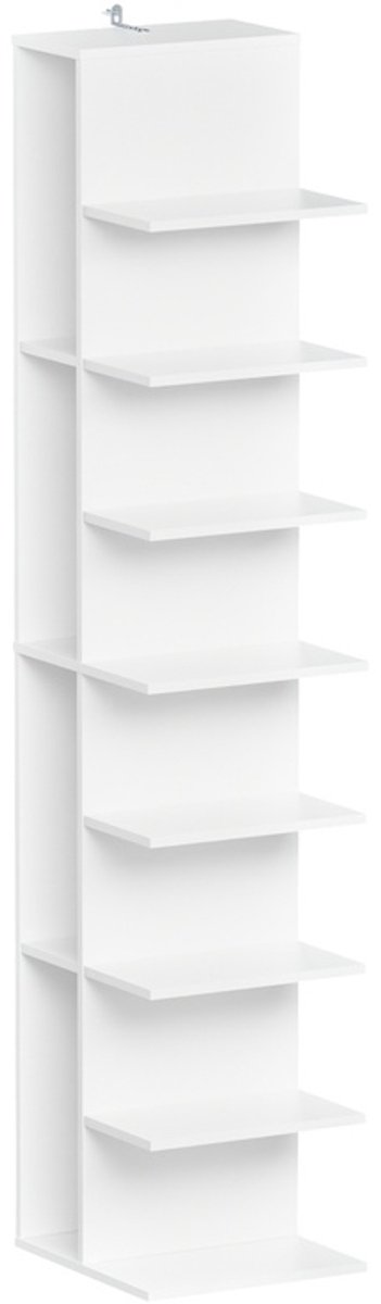 SoBuy Smalle Boekenkast met 7 Vakken - 146,8 cm Hoog - Wit | STR14-H-W