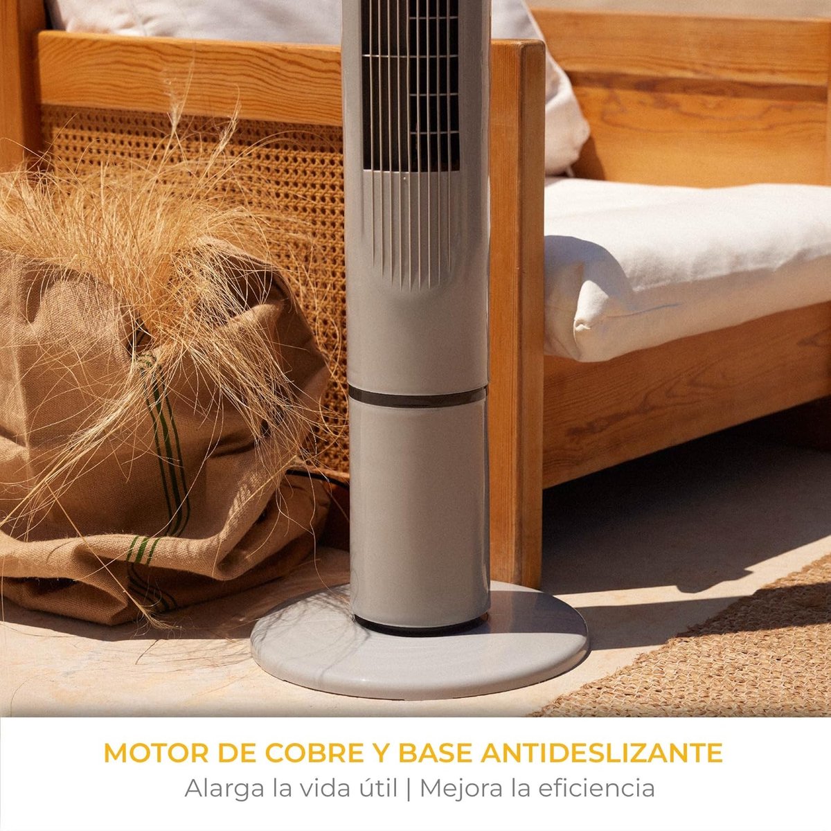 Bladloze Torenventilator - Staande Ventilator - Kamers Koelen - 12-Uurs Timer - 1035 cm Hoog - Metallic Grijs – foto 7