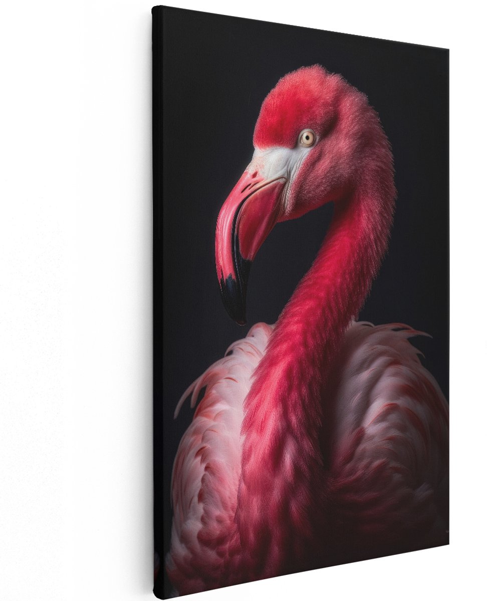 Artaza Canvas Schilderij Flamingo - 120x180 cm - Groot - Wanddecoratie Vogels - Muurdecoratie Dieren - Schilderij Roze - Woonkamer Decoratie