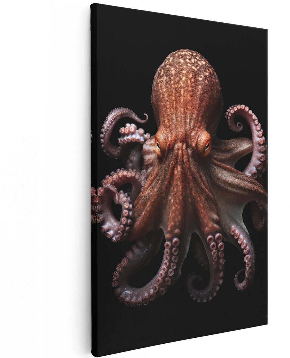 Artaza Canvas Schilderij Octopus - 120x180 cm - Groot - Wanddecoratie Dieren - Muurdecoratie Inktvis - Decoratie Zeedier - Schilderijen Op Canvas