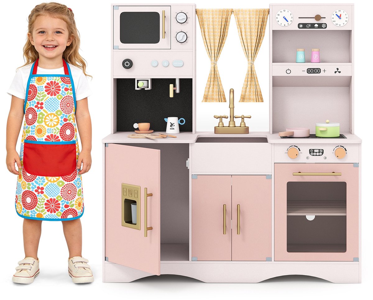 SureDeal® - Rollenspell - Kinderkeuken - Kookspullen Houten Speelkeuken - Magnetron - Kinderen vanaf Jaar - 92x35x90 cm - Roze