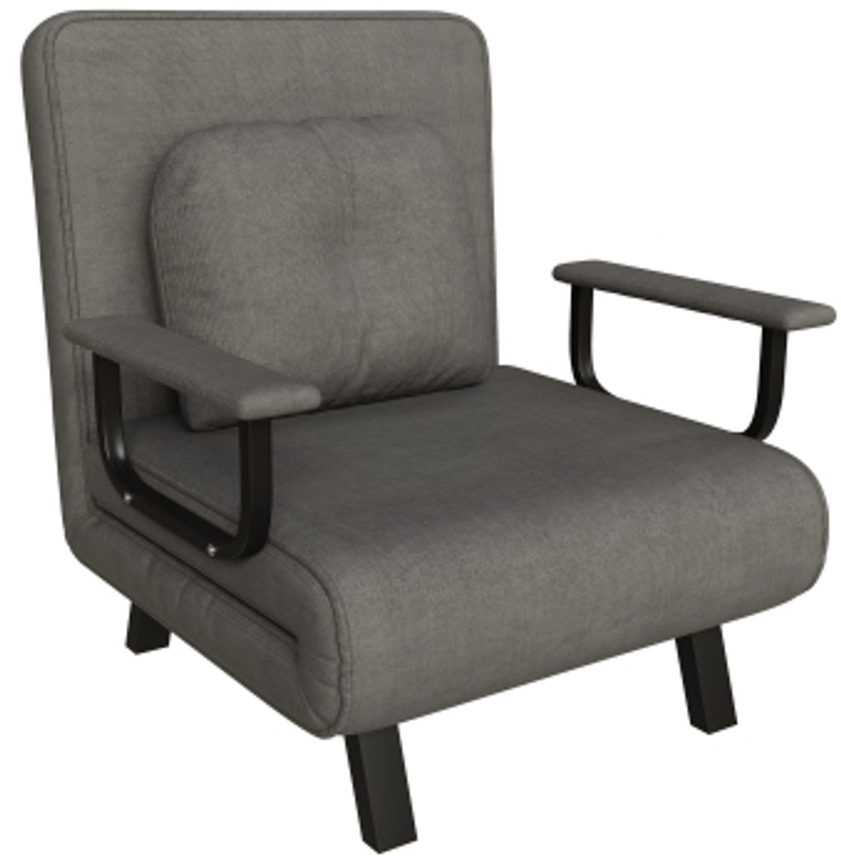 Relaxfauteuil met ligfunctie, 5-standig verstelbare rugleuning, chenille bekleding, uitklapbare extra steunen, 180° ligpositie, leesfauteuil om te ontspannen, slaapfauteuil, grijs (opvouwbare bankstoel)