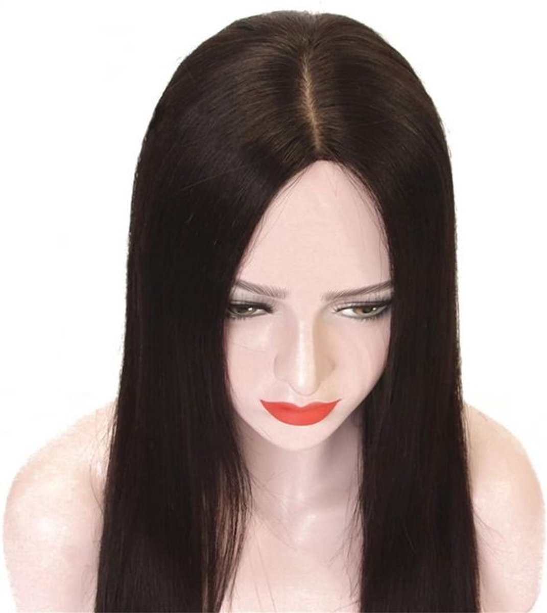 Haartopper van Echt Haar 14x14 cm voor Volume en Dekking van Uitdunning in Zwart (55 cm)
