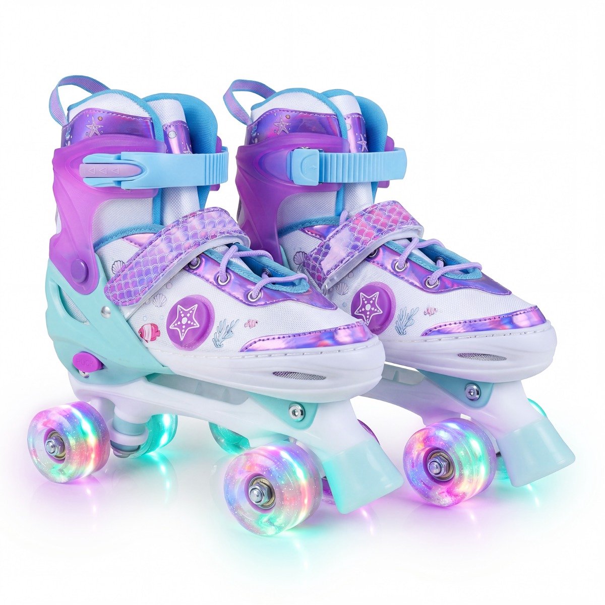 SureDeal® - Sportspeelgoed - Rolschaatsen - Kinderen - Jaar Quad Schaatsen - Lichtgevende Wielen Veiligheidsbescherming - Paars & Blauw