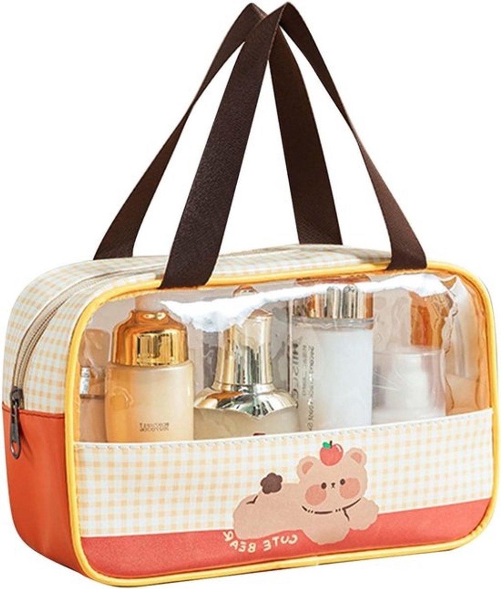 Transparante Waterdichte Make-up Tas met Nat/Droog Scheiding - Reisformaat