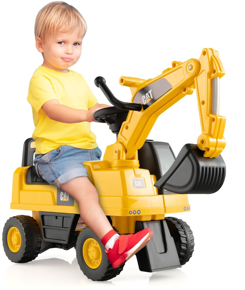 SureDeal® - Speelgoedauto' - Speelgoed Graafmachine - Kinderen Bouwvoertuig - Draaiende Bak Leuke - 74x30x54 cm - Geel
