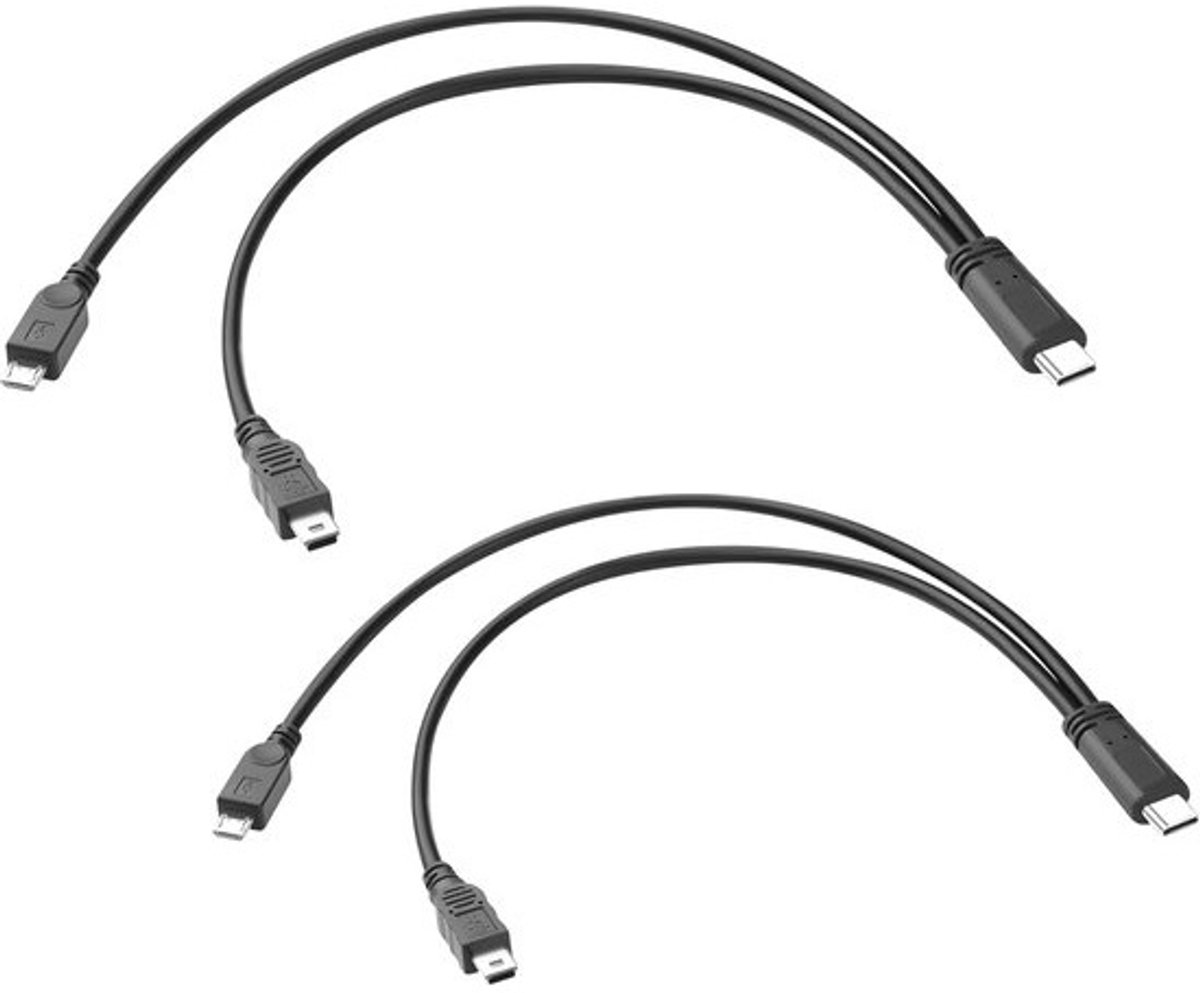 USB Type-C Side Charging Kabel 2-in-1 - Laad Micro USB en Mini USB Apparaten Tegelijk