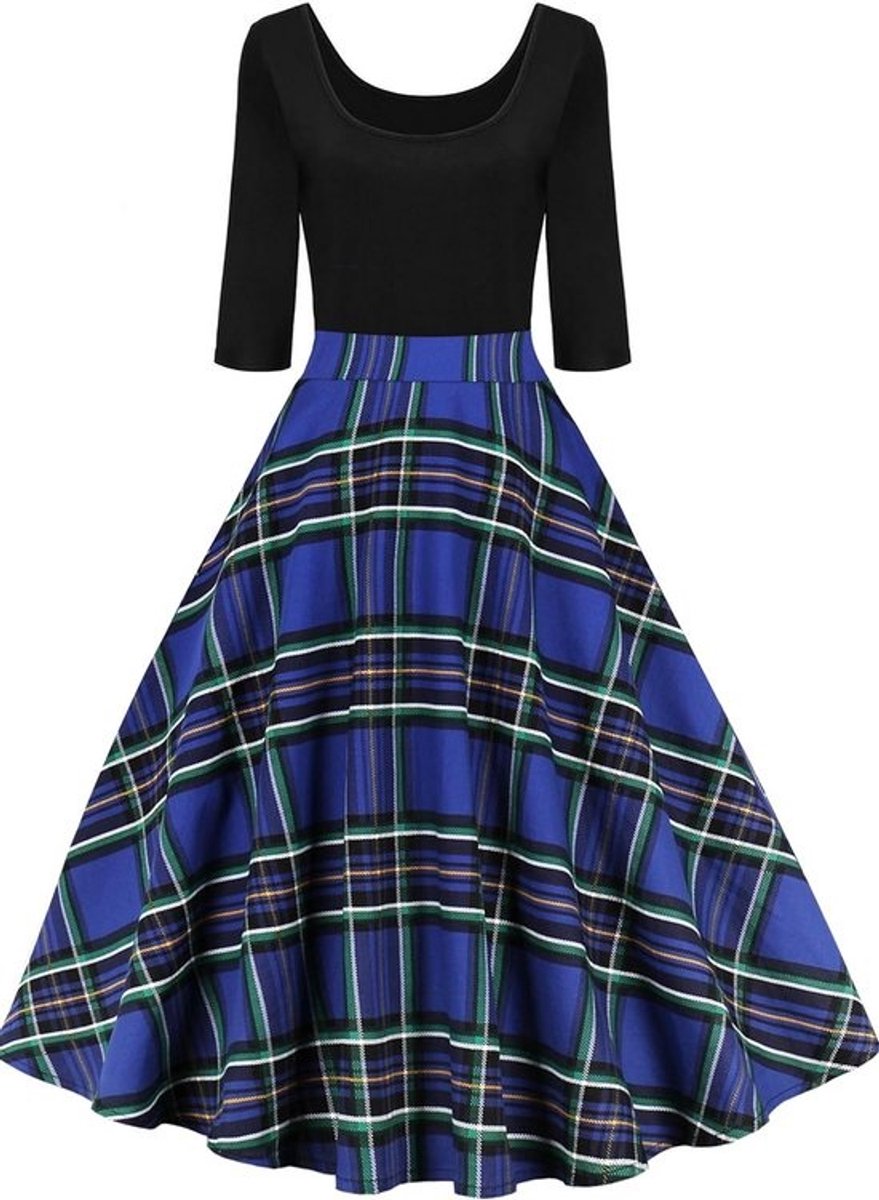 Dames Jurk Vintage Jaren 50 Rockabilly Stijl met Bloemenprint en 3/4 Mouwen