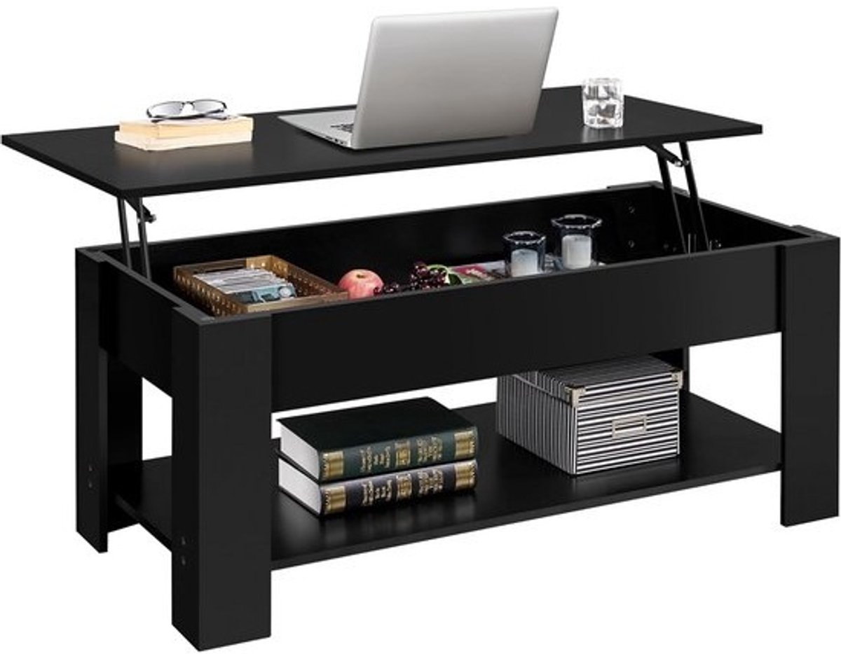 In hoogte Verstelbare Salontafel met Verborgen Opbergruimte en Stalen Frame