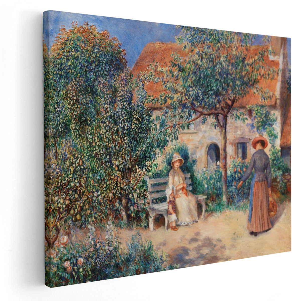 Artaza Canvas Schilderij Vrouw In Tuin - 150x120 cm - Groot - Wanddecoratie Impressionisme - Muurdecoratie Landschap - Schilderijen Op Canvas Natuur