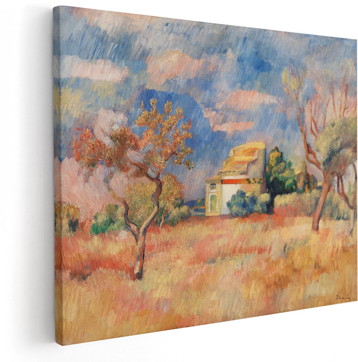 Artaza Canvas Schilderij Landschap Renoir - 150x120 cm - Groot - Wanddecoratie Natuur - Muurdecoratie Impressionisme - Decoratie Woonkamer