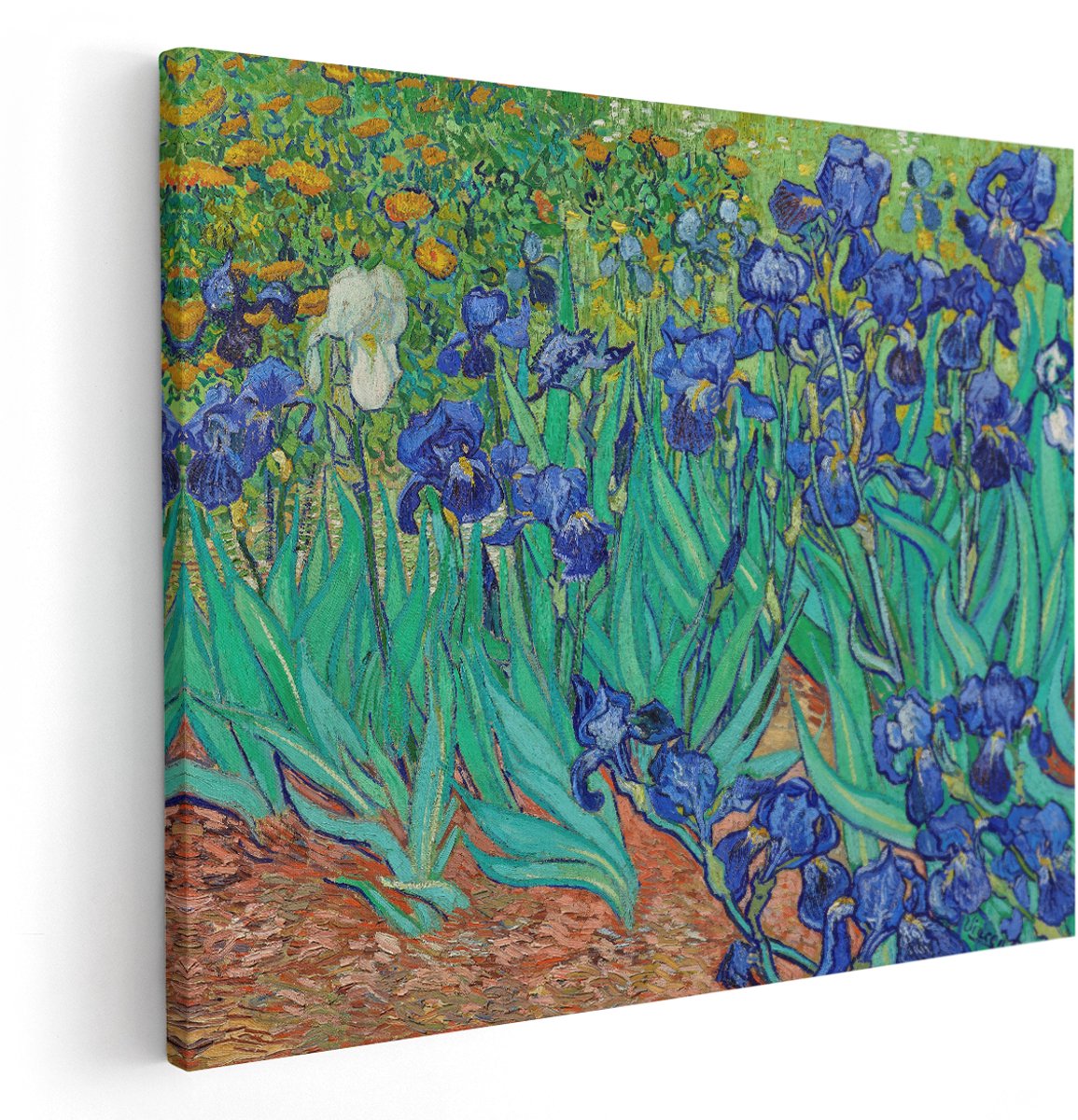 Artaza Canvas Schilderij Irissen Van Gogh - 150x120 cm - Groot - Wanddecoratie Bloemen - Muurdecoratie Schilderij Van Gogh - Decoratie Woonkamer Blauw