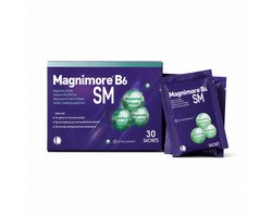 Magnimore B6 SM - Magnesium Citraat-Malaat met Actieve Vitamine B6 (P5P) - Voor Energie, Spierherstel, Zenuwgezondheid & Vitaliteit - 30 Sachets