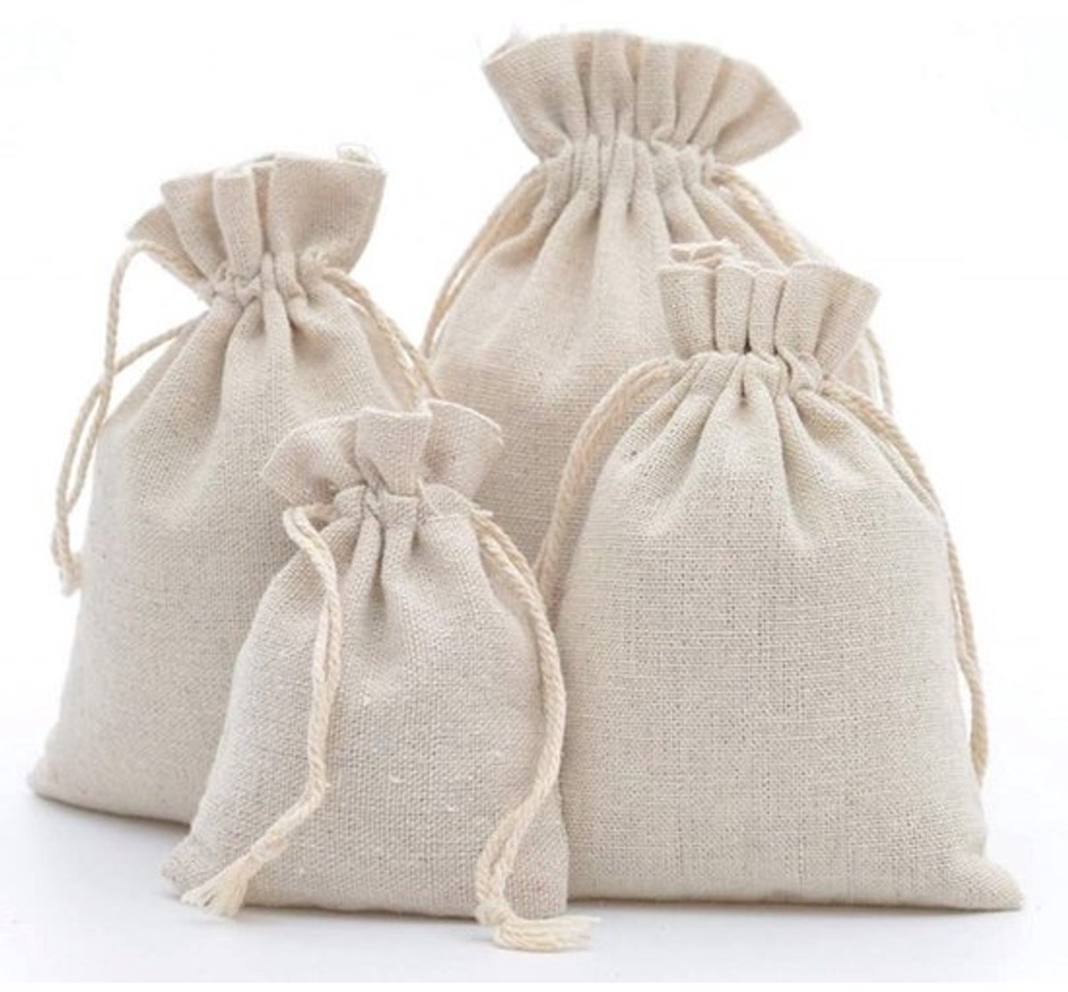 Katoenen en jute zakjes met koord - Cadeauzakjes voor elke gelegenheid