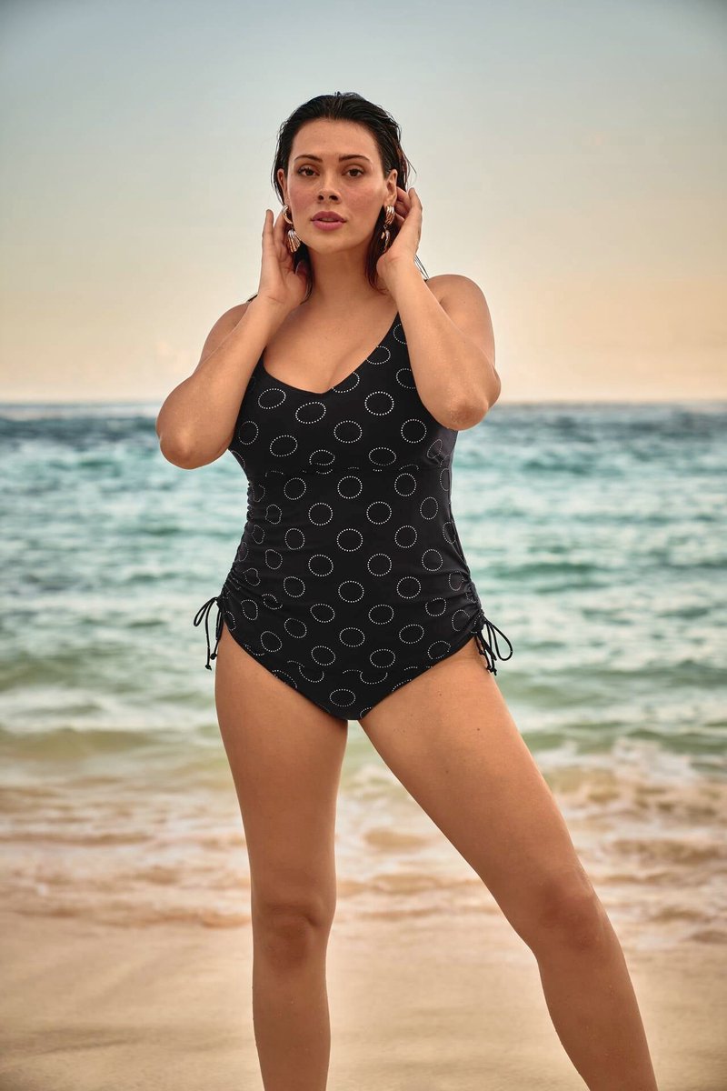 Rosa Faia Tankini Top Silver Pearls Style Malaika - Zwart/Zilver