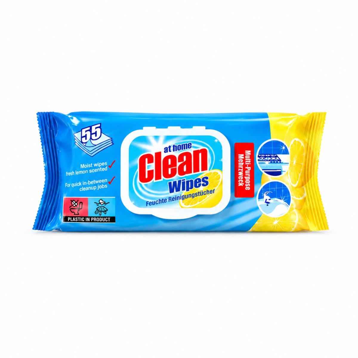 At Home Multi Purpose Reinigingsdoekjes Lemon - 24 x 55 stuks - Voordeelverpakking