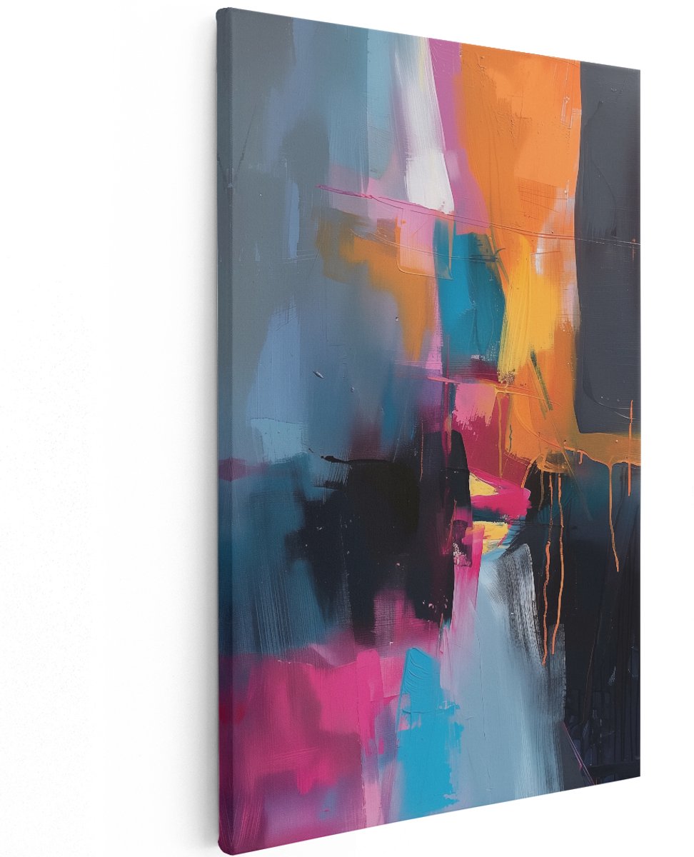 Artaza Canvas Schilderij Abstract Heldere Kleuren - 120x180 cm - Groot - Wanddecoratie Woonkamer - Schilderijen - Muurdecoratie