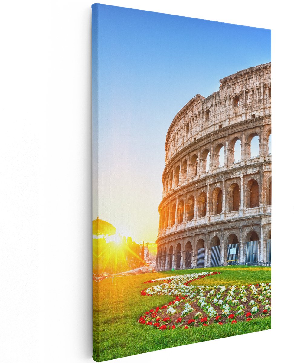 Artaza Canvas Schilderij Colosseum bij Zonsopgang in Rome, Italië - 120x180 cm - Groot - Wanddecoratie Woonkamer - Schilderijen - Muurdecoratie