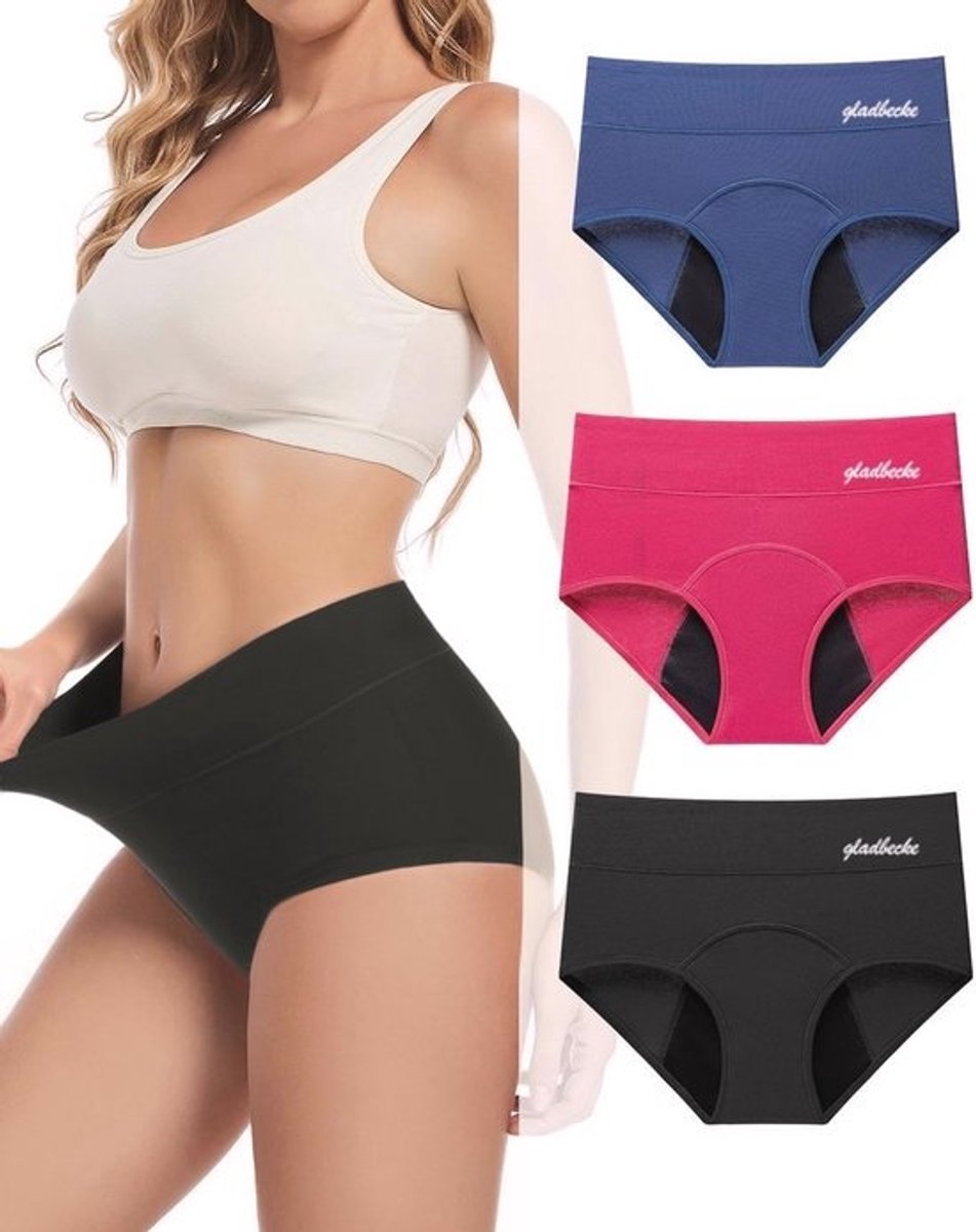 Hoge Taille Menstruatieondergoed voor Vrouwen - Heavy Flow, Lekvrij, 3 Stuks