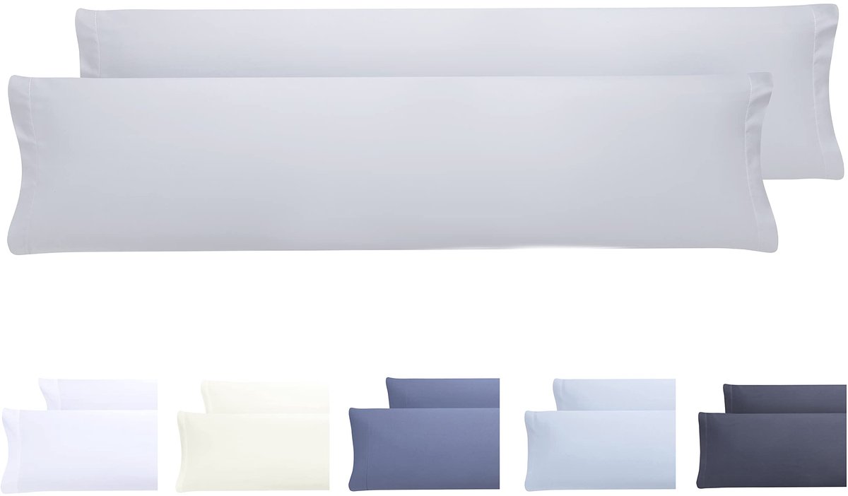 Famanu Set van 2 extra zachte kussenslopen van 135 x 40 cm in lichtgrijs, kleurvast en duurzaam, gemaakt van 100% polyester microvezel voor optimaal comfort en schimmelbestendigheid
