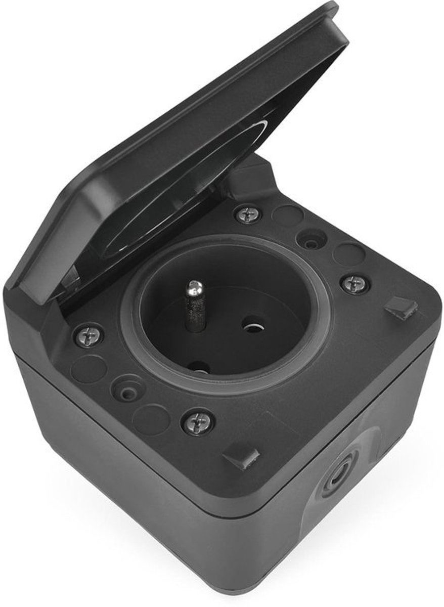 Buitenstopcontact met Klep - Wandcontactdoos Waterdicht - Veilig Stroom Gebruiken - IP55 Waterdicht - Franse Standaard - Antraciet