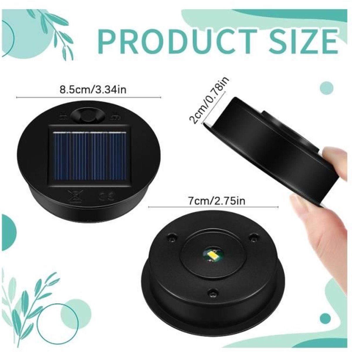 Zonnelamp - 8,5 cm - Waterdicht - Geïntegreerde LED