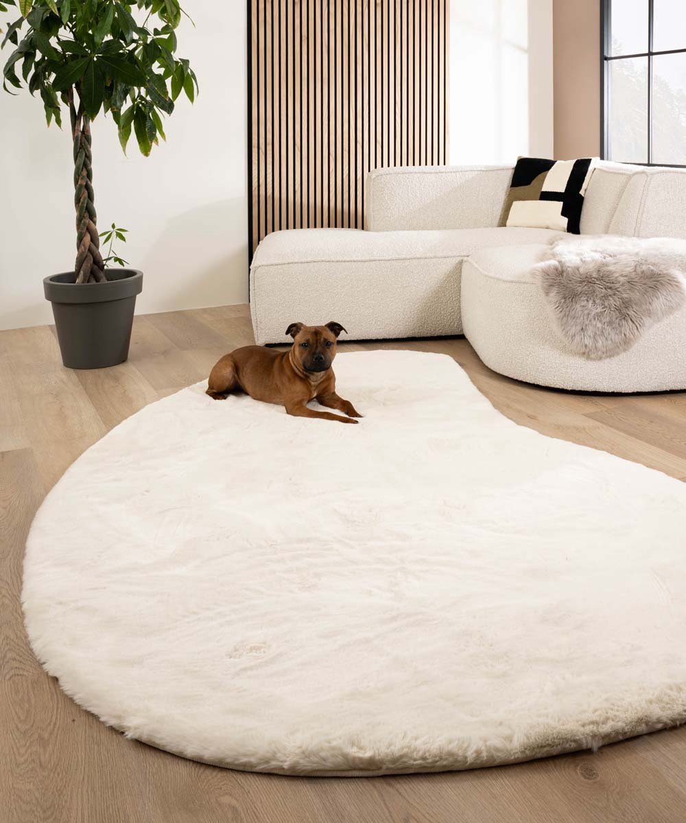 Fluffy vloerkleed organisch - Comfy Plus wit 230x352
