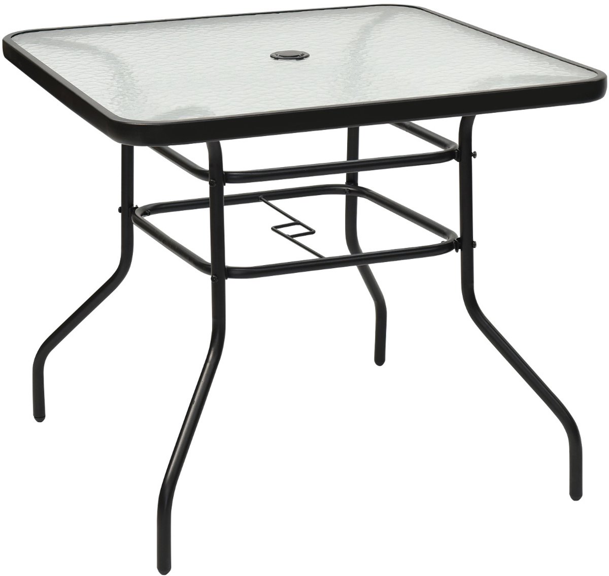 SureDeal® - Tuinmeubel - Patio Rechthoekige Salontafel - Tafelblad Bistrotafel Tuintafel - 81x81x71 cm - Zwart