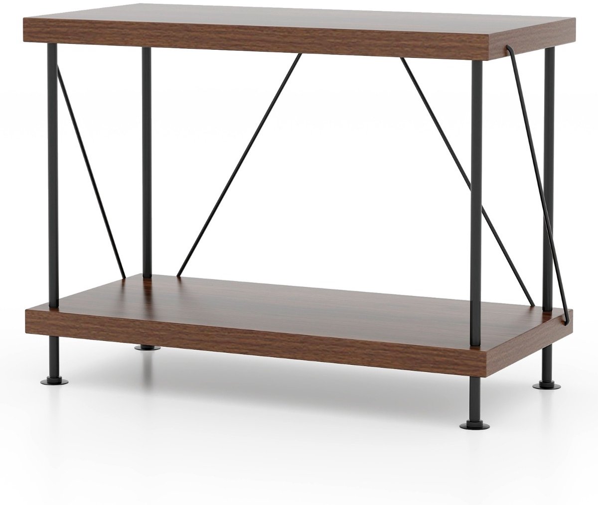 SureDeal® - Boekenkast Industrieel - 2 Niveaus - 60x29,5x45 cm - Hout & Metaal - Walnoot - Staand Opbergrek