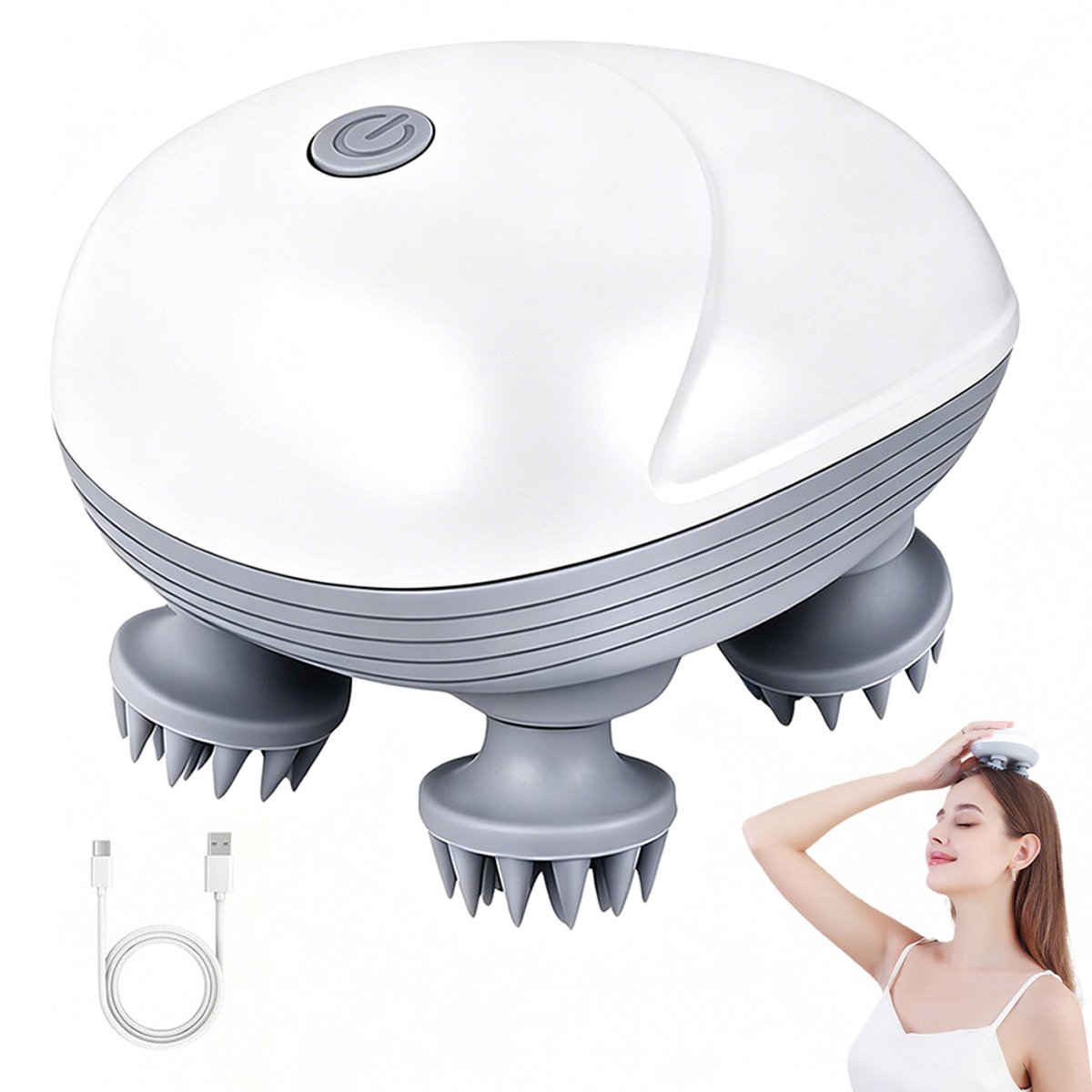 Elektrische massageborstel voor huisdieren - Slimme massageborstel voor huisdieren - Kneedmassage - Elektrische massageborstel - Hoofdmassage - Bevordert haargroei en bloedsomloop - Compact en draagbaar - Essentieel voor het aaien van katten - Wit