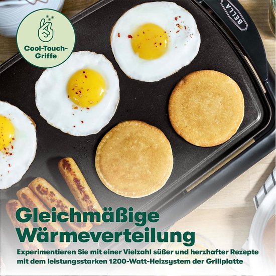 Elektrische Grillplaat - Contactgrill Plaat - Lekker Koken - Keramisch Titanium Anti-aanbak - 27 x 51 cm - Zwart — afbeelding 3