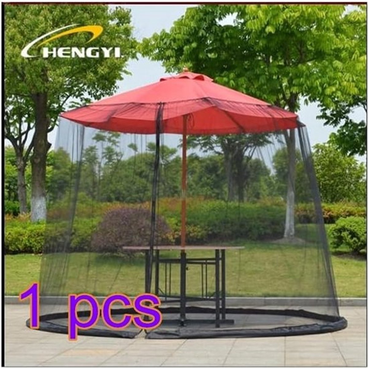 Horren voor Parasol - Universele Klamboe Net voor Buitenparasols tot 300 cm - Insectenwerend met Ritssluiting