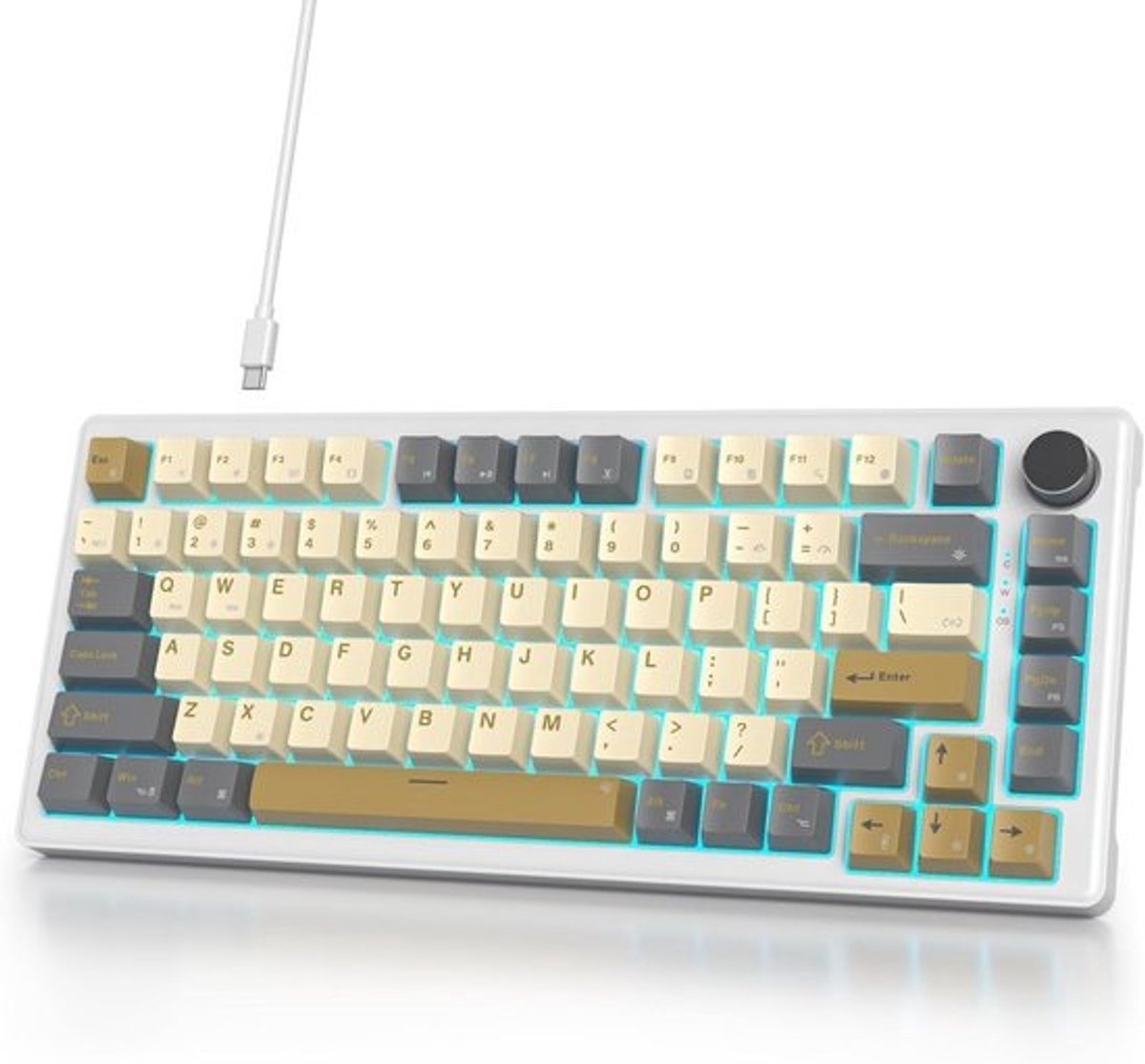 Compact 75% Mechanisch Toetsenbord - Bedraad, Hot-Swappable, Gasket Mount, 82 Toetsen TKL, Witte Switches