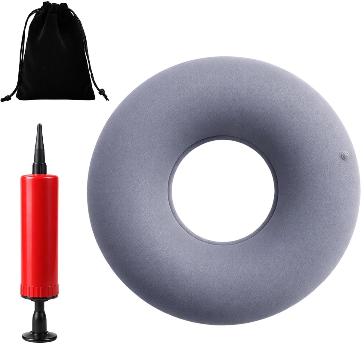 Opblaasbare Zitring - Met pomp en fluwelen zak - Voor aambeien en stuitbeenontlasting - Ø 34 cm