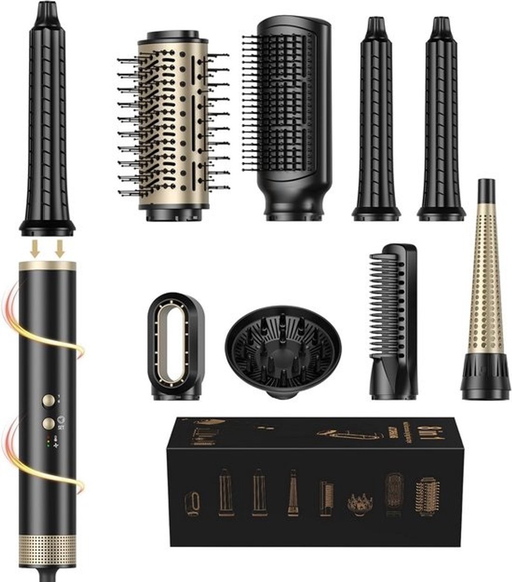 8-in-1 luchtstyling set voor hair styling en droogfunctie