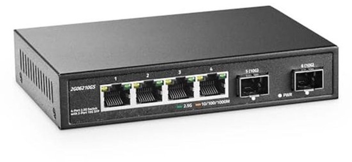 6-poorts 2,5 G Ethernet Switch met 10G SFP+ Poorten voor Snelle Netwerkverbindingen