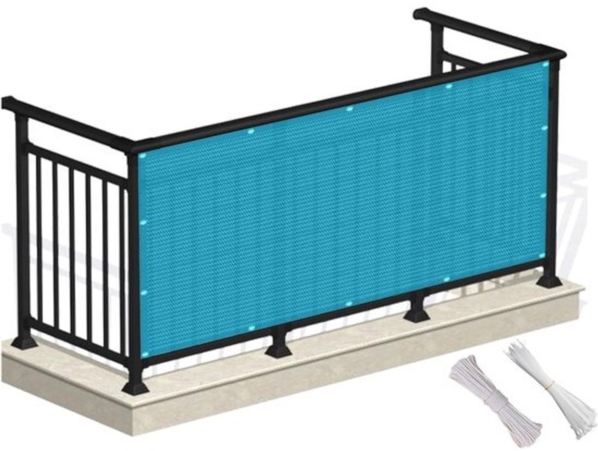 Balkon Privacy Scherm - Inkijkbescherminghek - Balkon Afschermen - 95% UV Bescherming - 120 x 180 cm - Hemelsblauw
