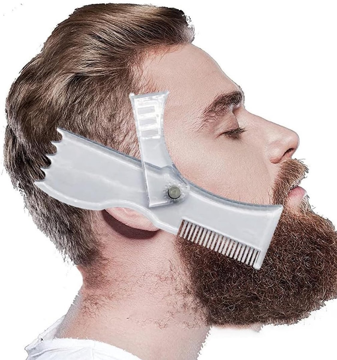 2 Stuks Scheer Template voor Baardvormen, Snor en Gezichtshaar - Verstelbare Styling Ruler voor Mannen, Ideaal voor Baardmodellering en Precisie Styling