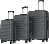 TRVLMORE Kofferset - 3 Delig - 38L Handbagage + 70L en 110L Ruimbagage - Lichtgewicht - Trolley - Reiskoffer Set - Donkergrijs