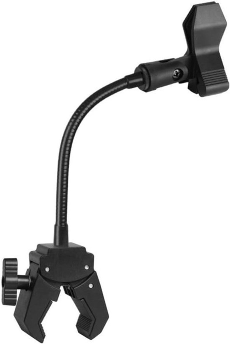 Microfoonstandaard Zwanenhals - Flexibele Microfoonhouder - Studio Podcasting Opname - Veilige Klembevestiging - 20 cm - Zwart