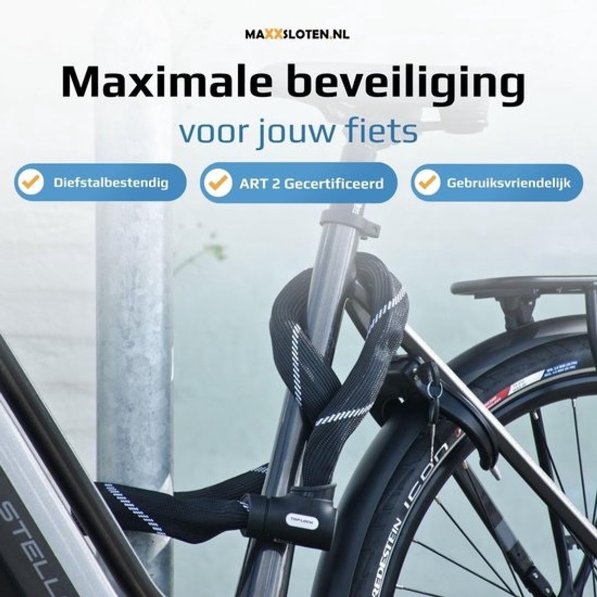 Fietsslot - Gehard Staal - ART 2 Gecertificeerd - Compact en Vouwbaar - Voor Elektrische Fietsen en Fatbikes