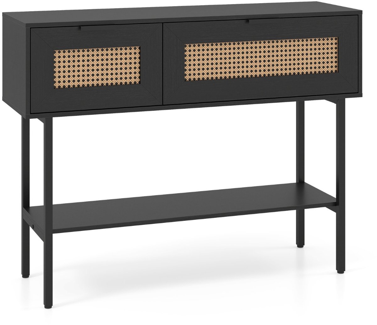 SureDeal® - Bijzettafel - Smalle Wandkasttafel Houten - Vakken - Open Legplanken Draagvermogen - 100x29,5x76 cm - Donkerbruin